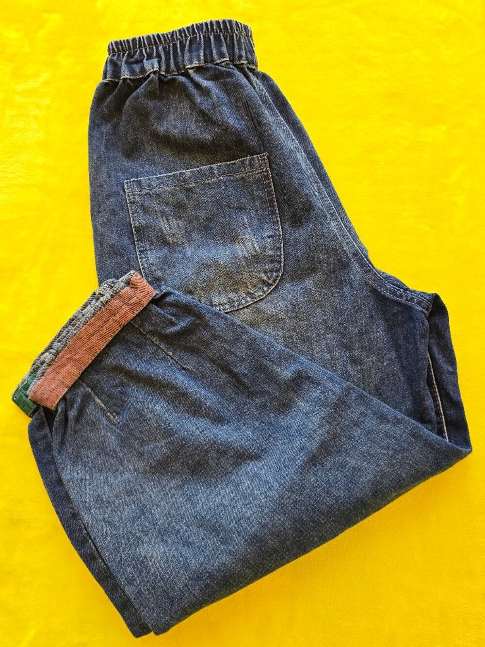 H.C.P. ankle length barrel denim with patche accents